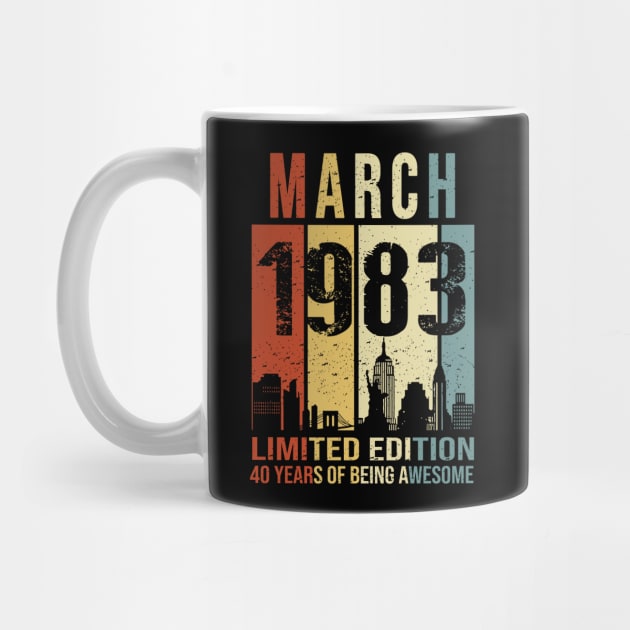 Made In 1983 March 40 Years Of Being Awesome by Red and Black Floral